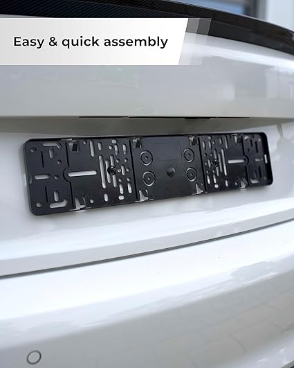 PLEXICLICK® PRO - Number Plate Holder for Cars - Invisible Look - Black - Universal License Plate Holder