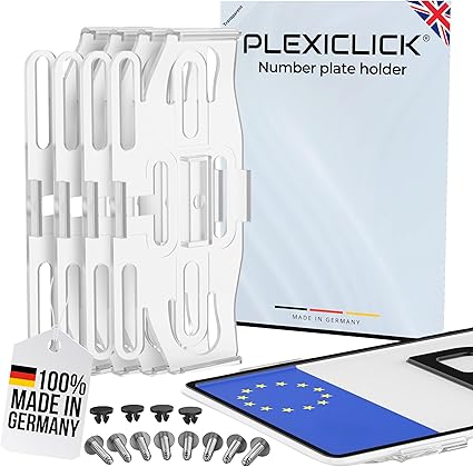 PLEXICLICK® ORIGINAL Number Plate Holder for Cars - Frameless Invisible - Blac